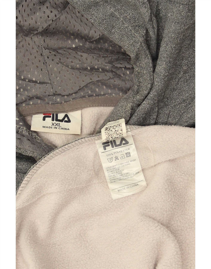 Ανδρικά γραφικά κουκούλα Fila 2XL Grey Colourblock Polyester