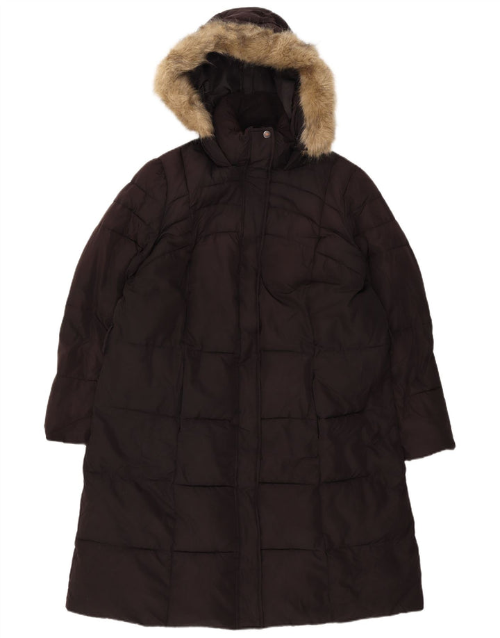 Marks & Spencer Γυναικείο παλτό με κουκούλα UK 18 XL Μαύρο Πολυεστέρας