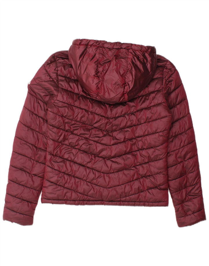 Superdry γυναικείο μπουφάν με κουκούλα με επένδυση UK 14 Medium Burgundy Nylon