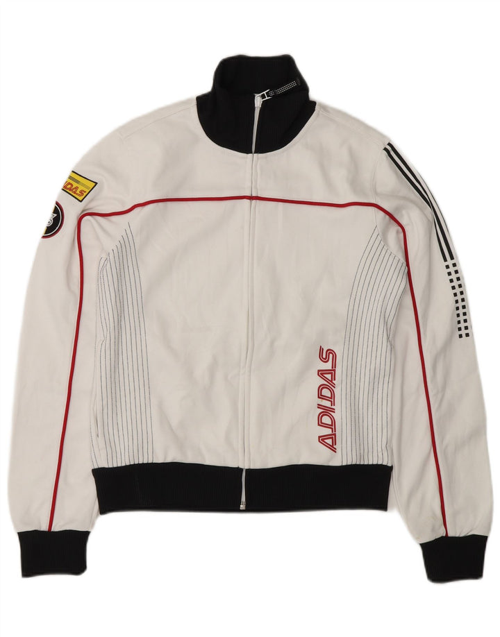 ADIDAS Womens Graphic Tracksuit Top Jacket UK 10 Small  White Colourblock Vintage Adidas and Second-Hand Adidas from Messina Hembry 