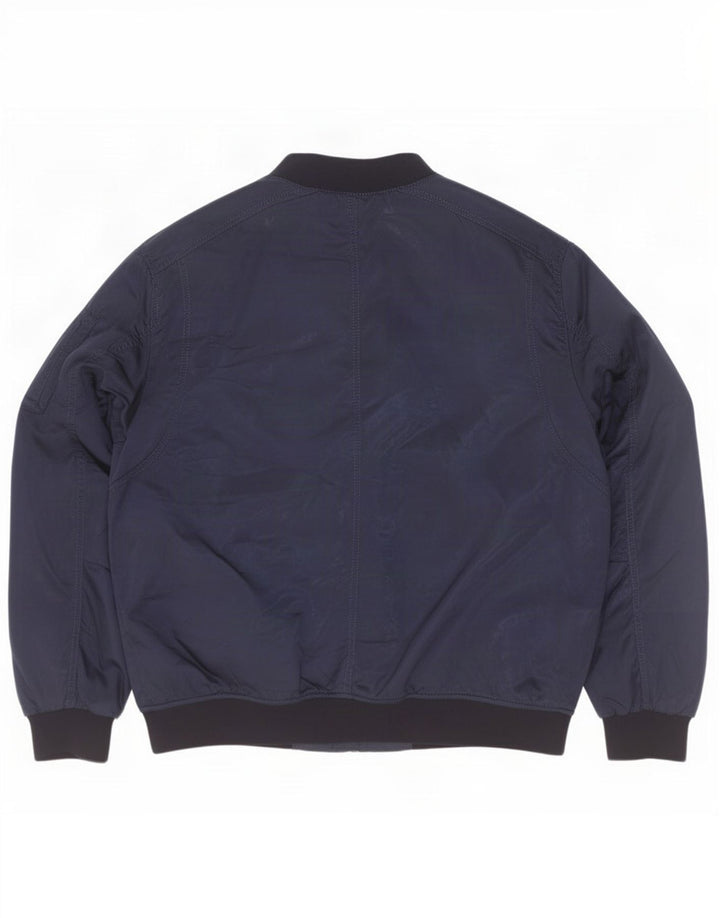 Zara Ανδρικό Bomber Jacket UK 44 2XL Navy Blue Colorblock Polyester