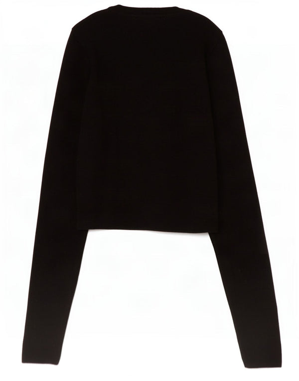 Zara Γυναικείο Crop Top μακρυμάνικο UK 8 Small Black Viscose