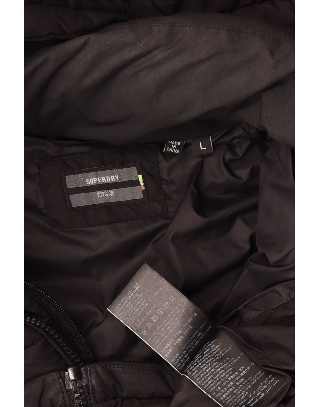 Superdry Ανδρικό μπουφάν με κουκούλα με επένδυση από μεγάλο μαύρο πολυεστέρα