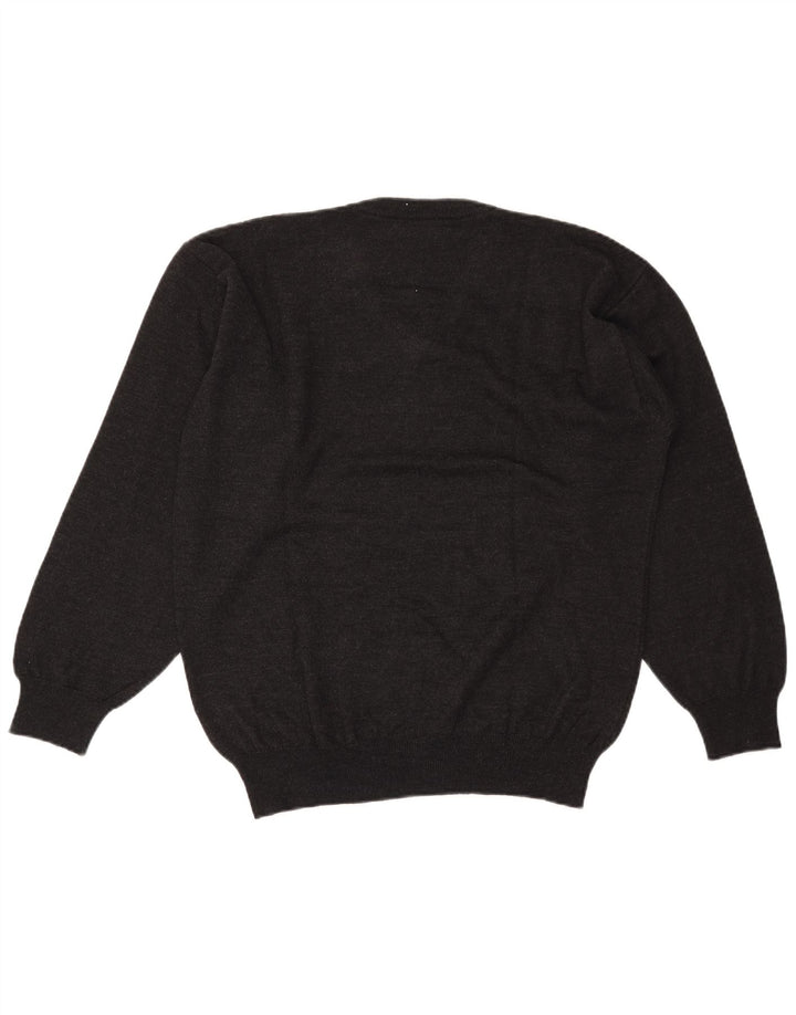 Vintage ανδρικό πουλόβερ με λαιμόκοψη XL γκρι Argyle/Διαμαντένιο μαλλί