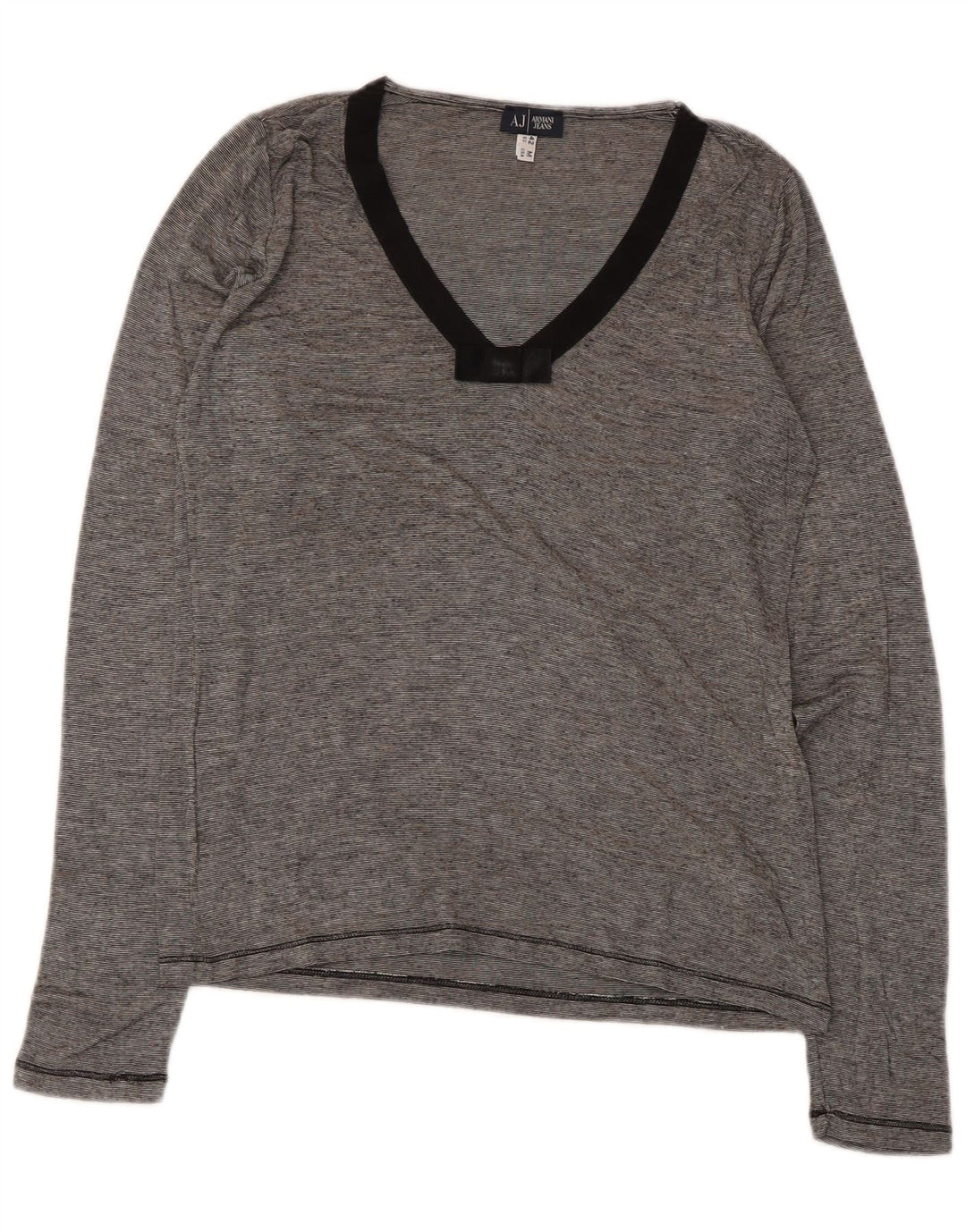 Armani Jeans γυναικείο τοπ μακρυμάνικο UK 12 μεσαία γκρι ρίγα βισκόζη