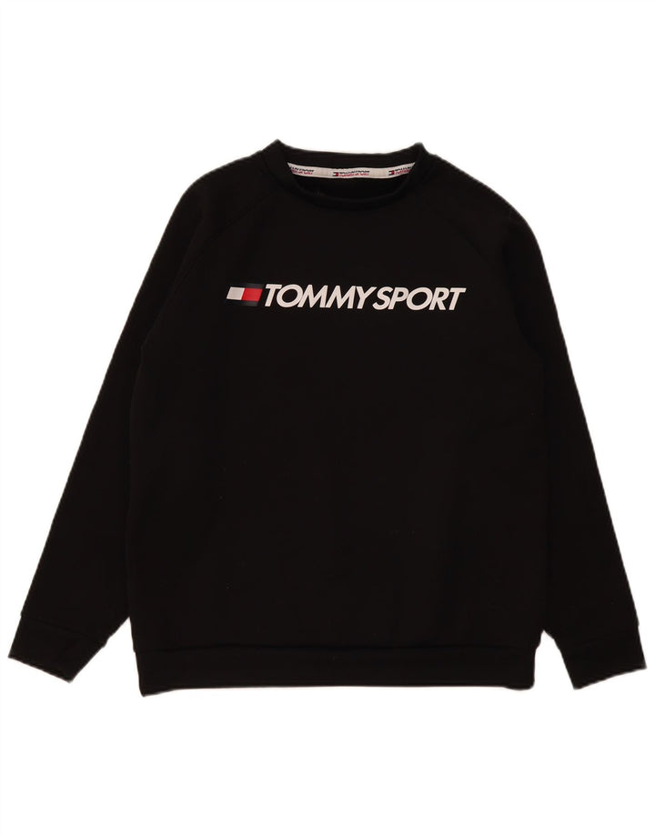 Γυναικείο γραφικό φούτερ Tommy Hilfiger Jumper UK 16 μεγάλο μαύρο πολυεστέρα