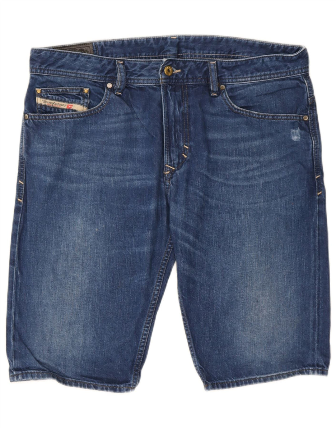 Γυναικείο Diesel Distressed τζιν σορτς W34 μεγάλο μπλε βαμβακερό