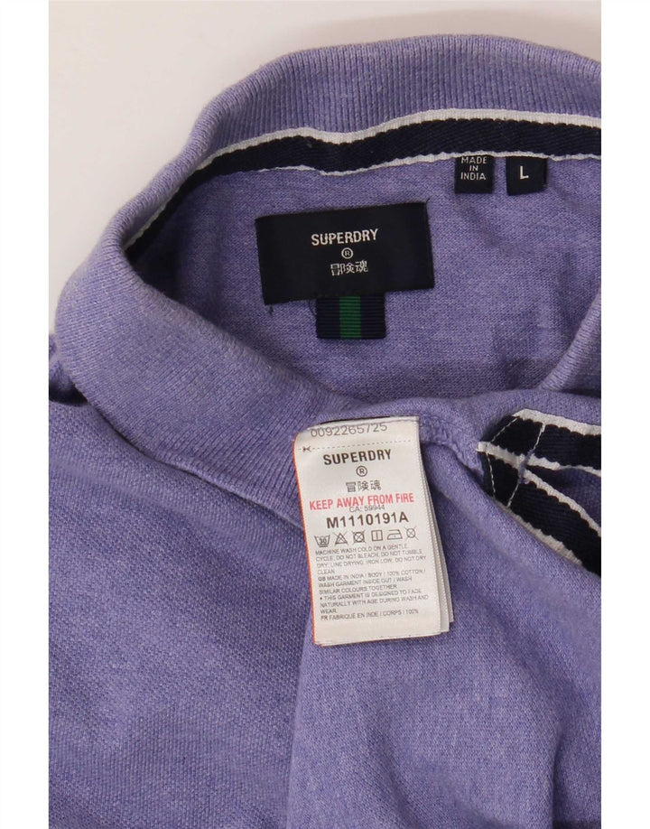 Ανδρικό πουκάμισο πόλο Superdry μεγάλο μωβ βαμβακερό