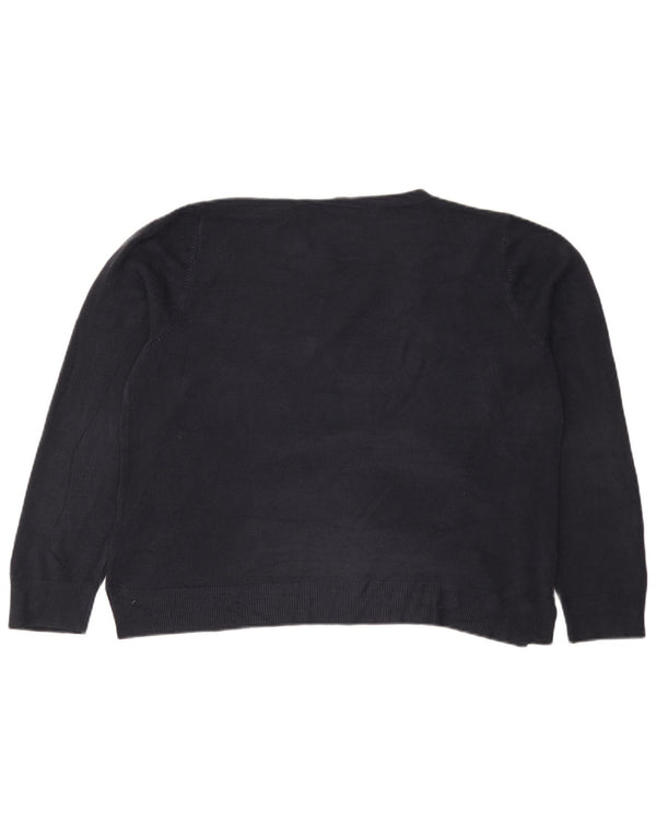 Marks & Spencer Γυναικείο πουλόβερ με λαιμόκοψη UK 20 2XL Navy Blue Acrylic