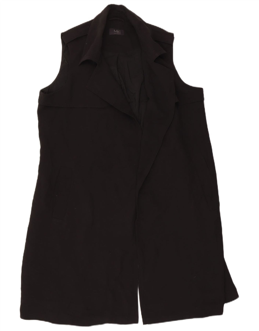 Marks & Spencer Γυναικείο Longline Αμάνικο Μπουφάν UK 18 XL Μαύρο