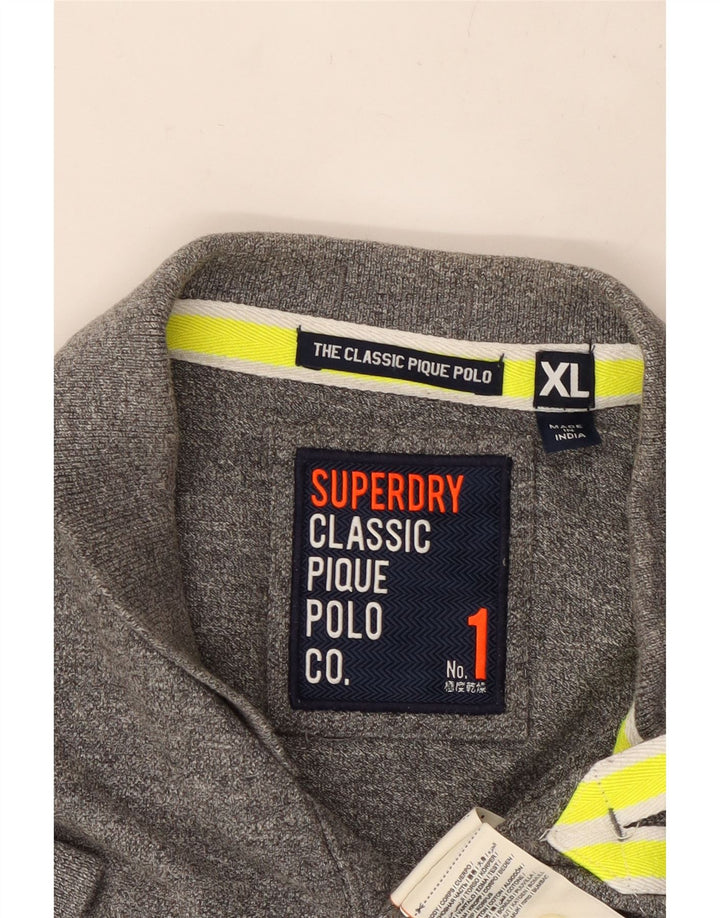Ανδρικό μπλουζάκι πόλο SUPERDRY XL Γκρι βαμβακερό