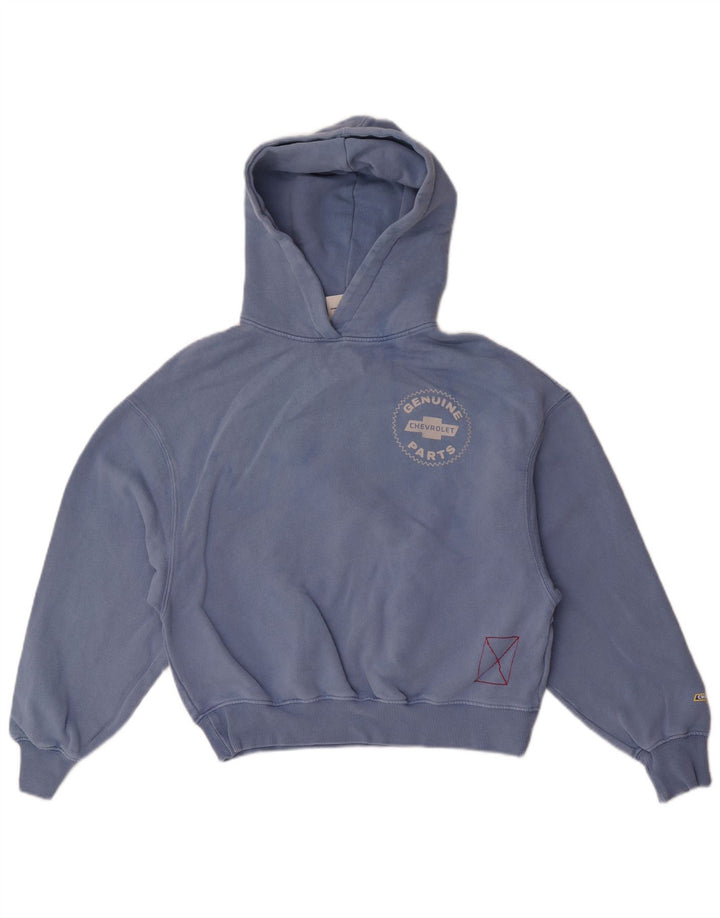 Pull & Bear Γυναικείο γραφικό υπερμεγέθη κουκούλα UK 6 XS Μπλε βαμβακερό