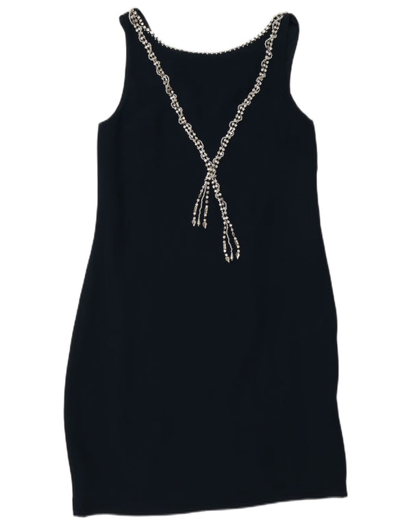 MONSOON Womens Sleeveless Sheath Dress UK 10 Small Navy Blue Viscose