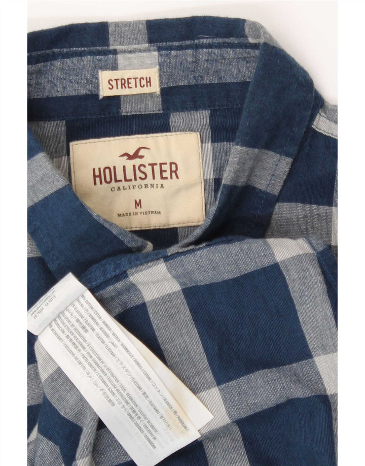 Ανδρικό Stretch πουκάμισο Hollister, μεσαίο μπλε ναυτικό, βαμβακερό