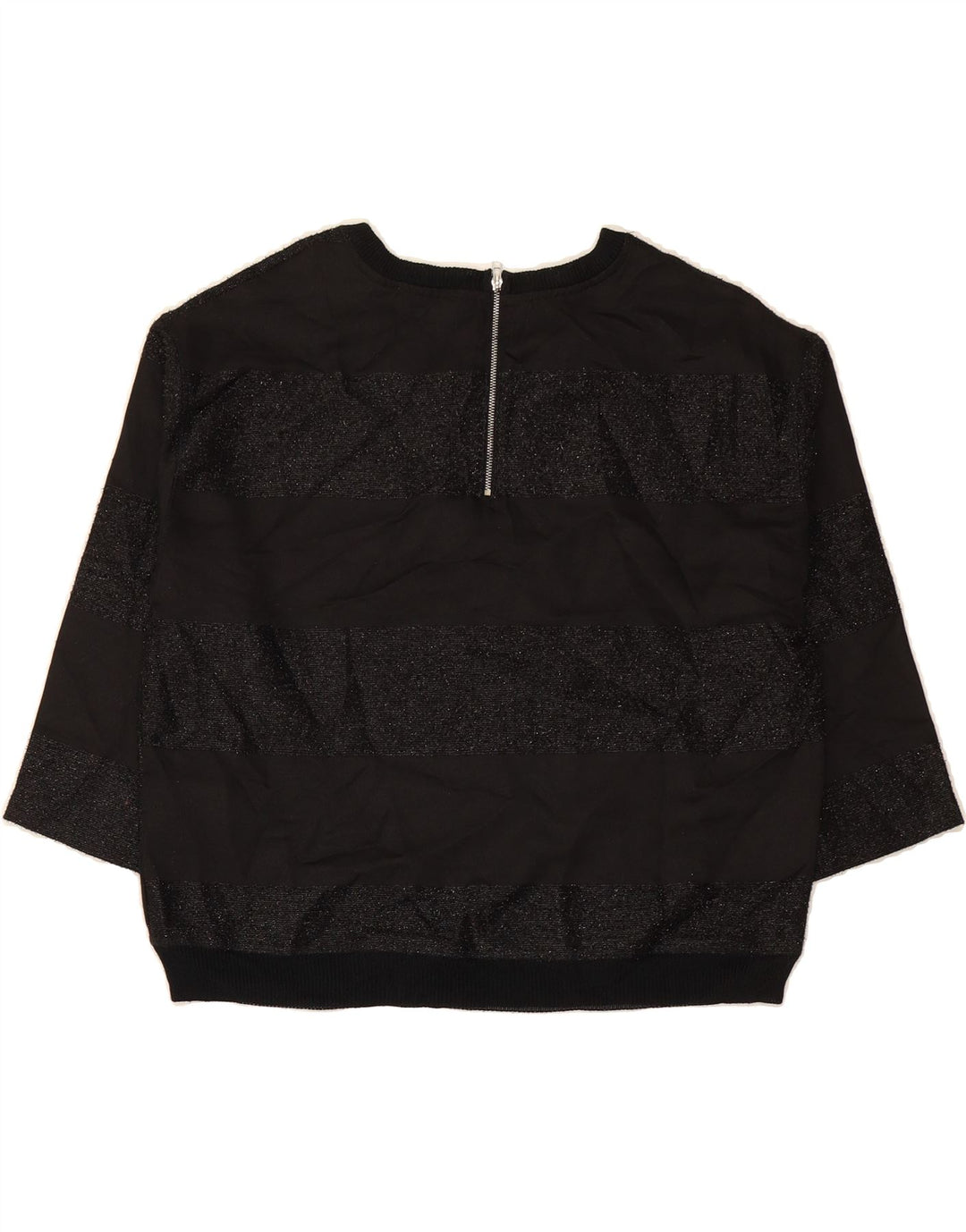 ZARA Womens 3/4 Sleeve Blouse Top UK 16 Large Black Striped Polyester Vintage Zara and Second-Hand Zara from Messina Hembry 