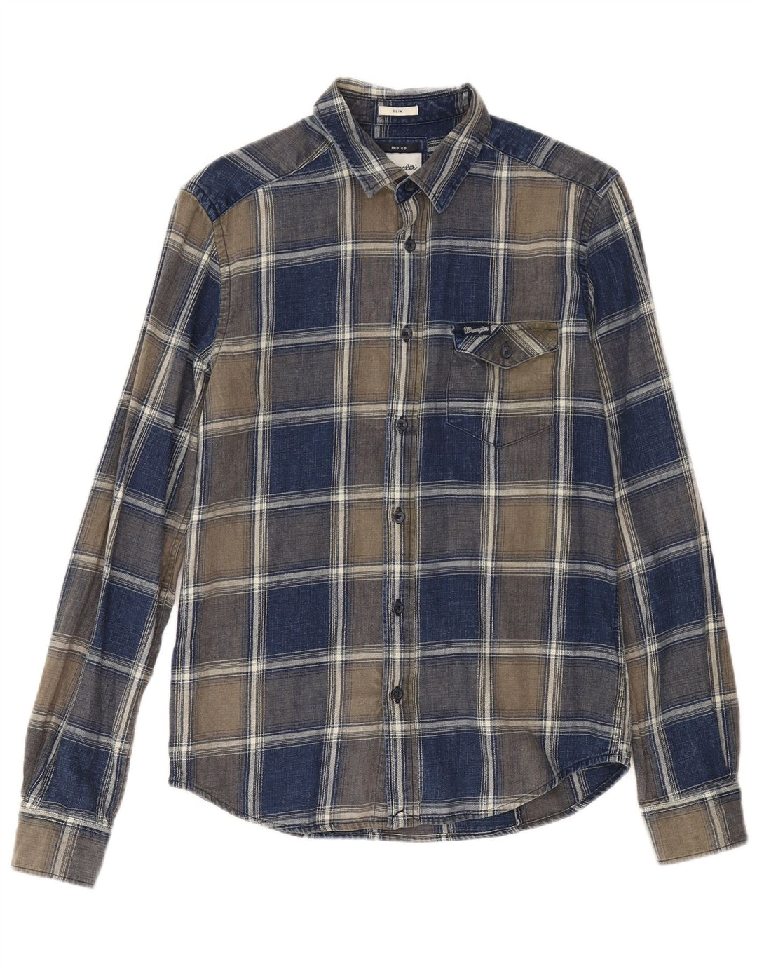 Wrangler Ανδρικό Indigo Καρό Slim Flannel πουκάμισο Small Navy Blue Check