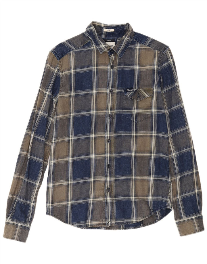 Wrangler Ανδρικό Indigo Καρό Slim Flannel πουκάμισο Small Navy Blue Check