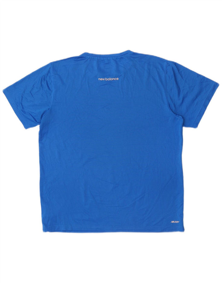 Ανδρικό T-Shirt New Balance Τοπ μεσαίου μπλε πολυεστέρα με ρίγες