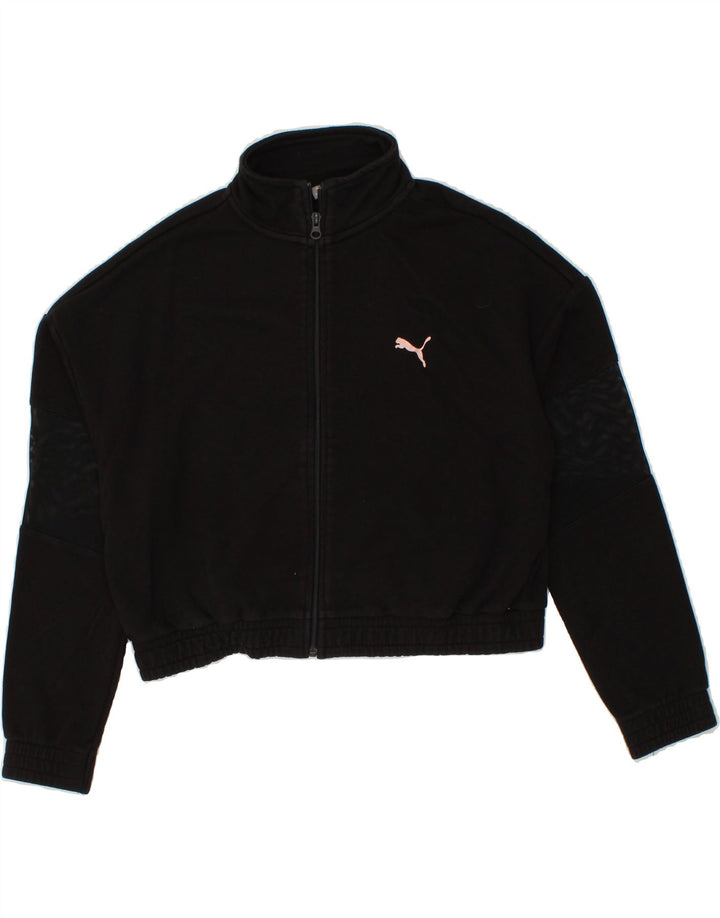 PUMA Womens Crop Tracksuit Top Jacket UK 10 Small Black Polyester Vintage Puma and Second-Hand Puma from Messina Hembry 