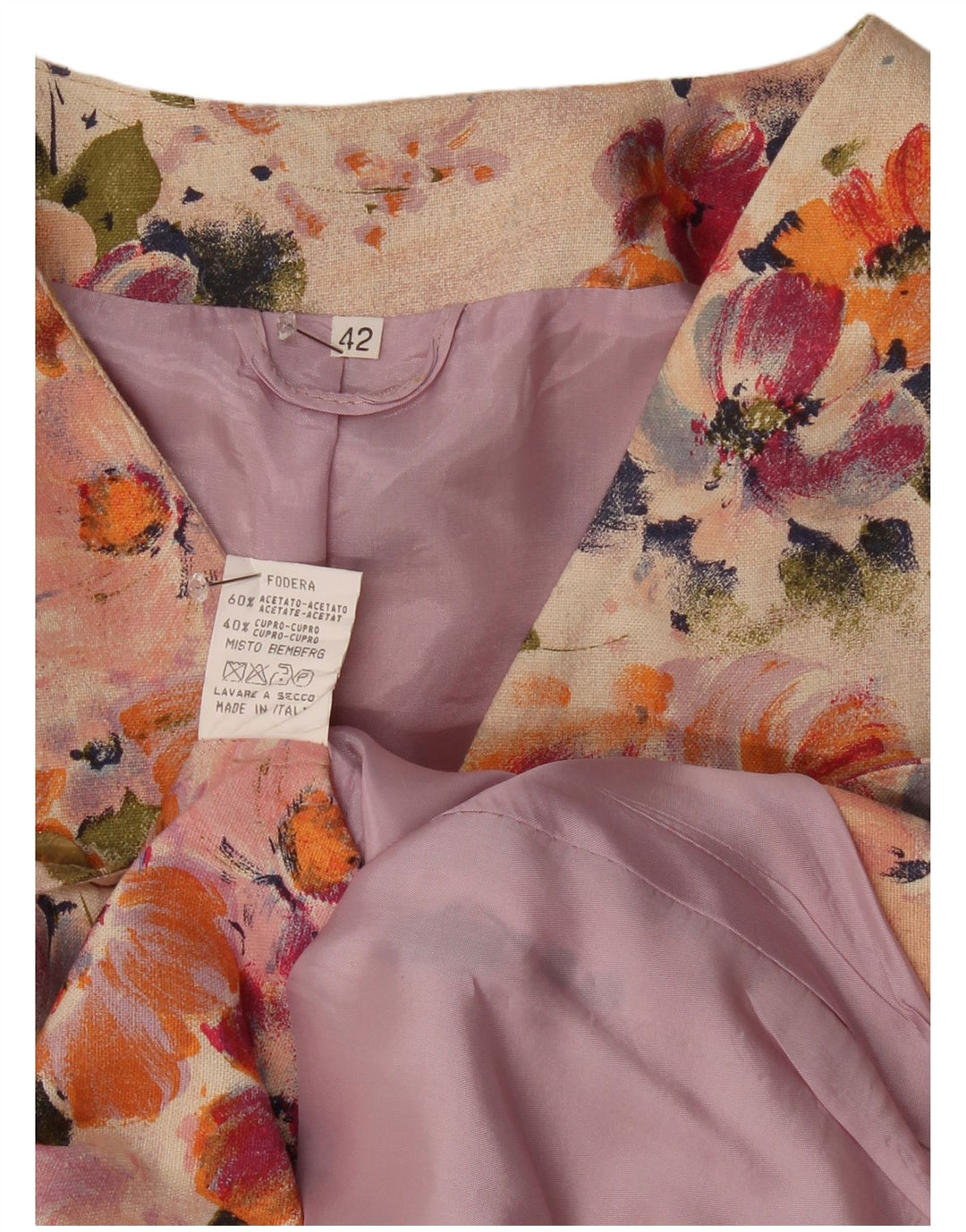Vintage γυναικείο κοντομάνικο σακάκι IT 42 Medium Beige Floral