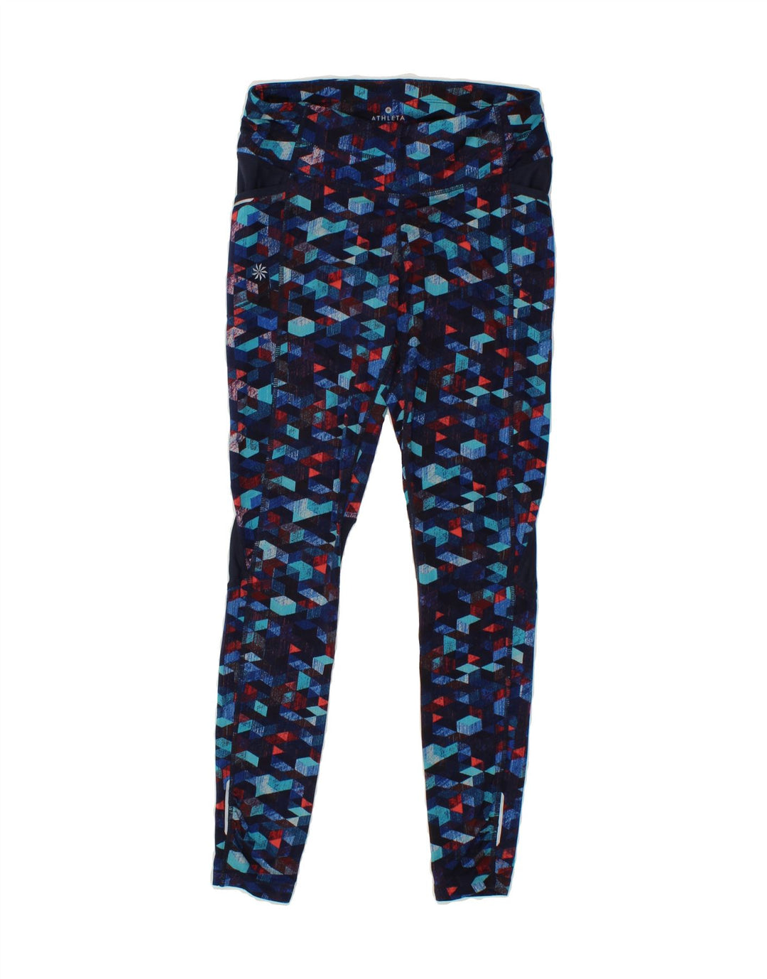 ATHLETA Womens Leggings UK 6 XS Blue Geometric Polyester Vintage Athleta and Second-Hand Athleta from Messina Hembry 