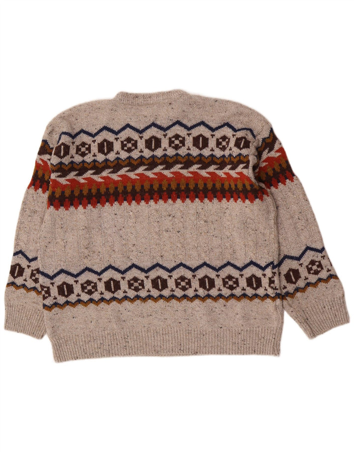 Vintage Ανδρικό πουλόβερ με κανονική εφαρμογή Crew Neck Jumper Large Grey Fair Isle