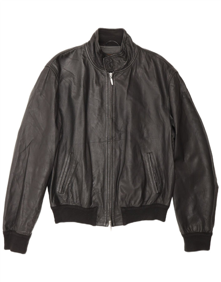 Stewart Womens Bomber Leather Jacket UK 20 2XL Black Leather Biker