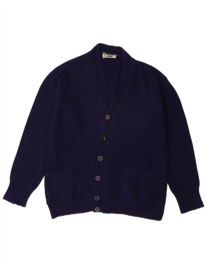BENETTON Boys Cardigan πουλόβερ 13-14 ετών Μαλλί Navy Blue