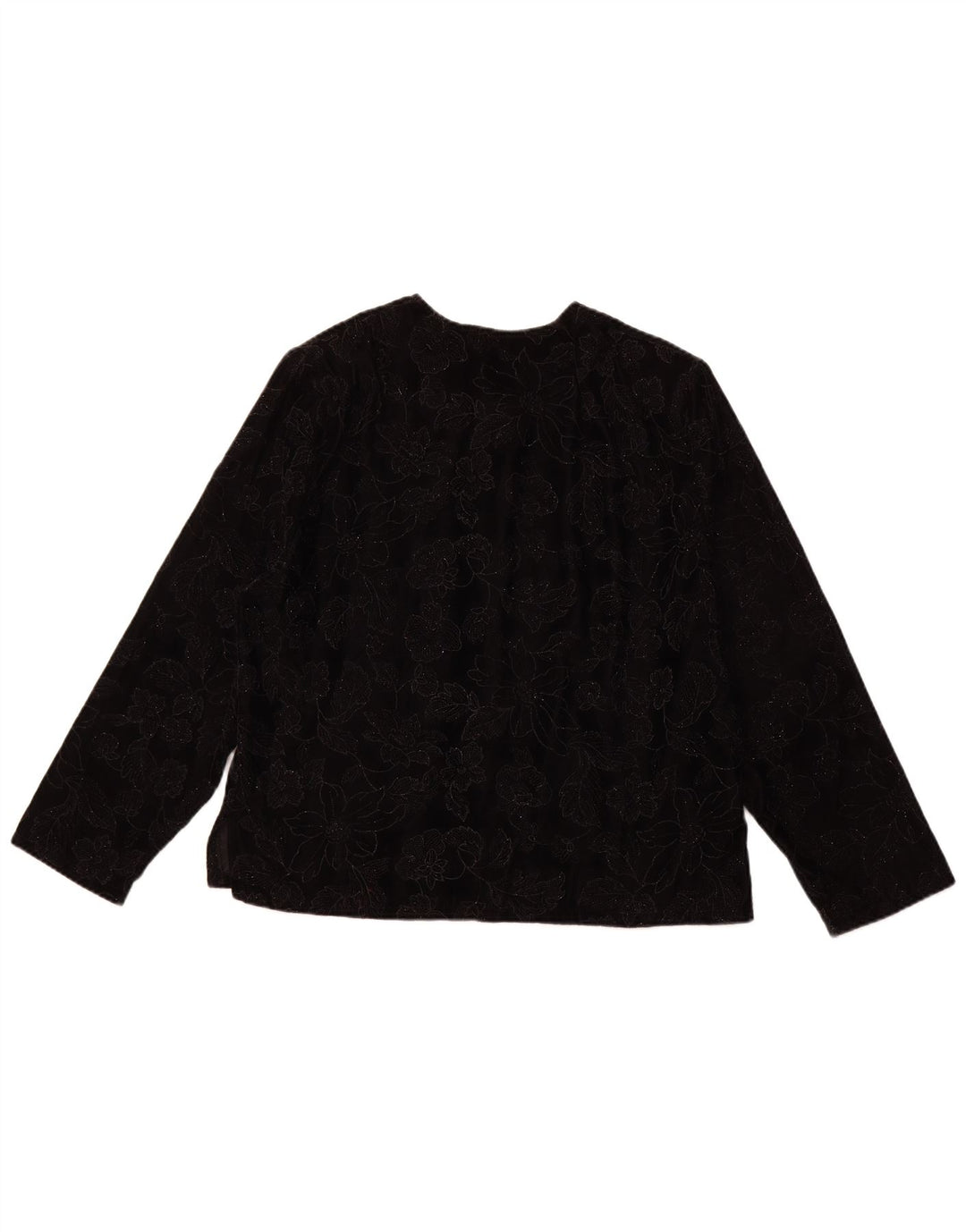 VINTAGE Γυναικεία μακρυμάνικη μπλούζα τοπ UK 16 Large Black Floral