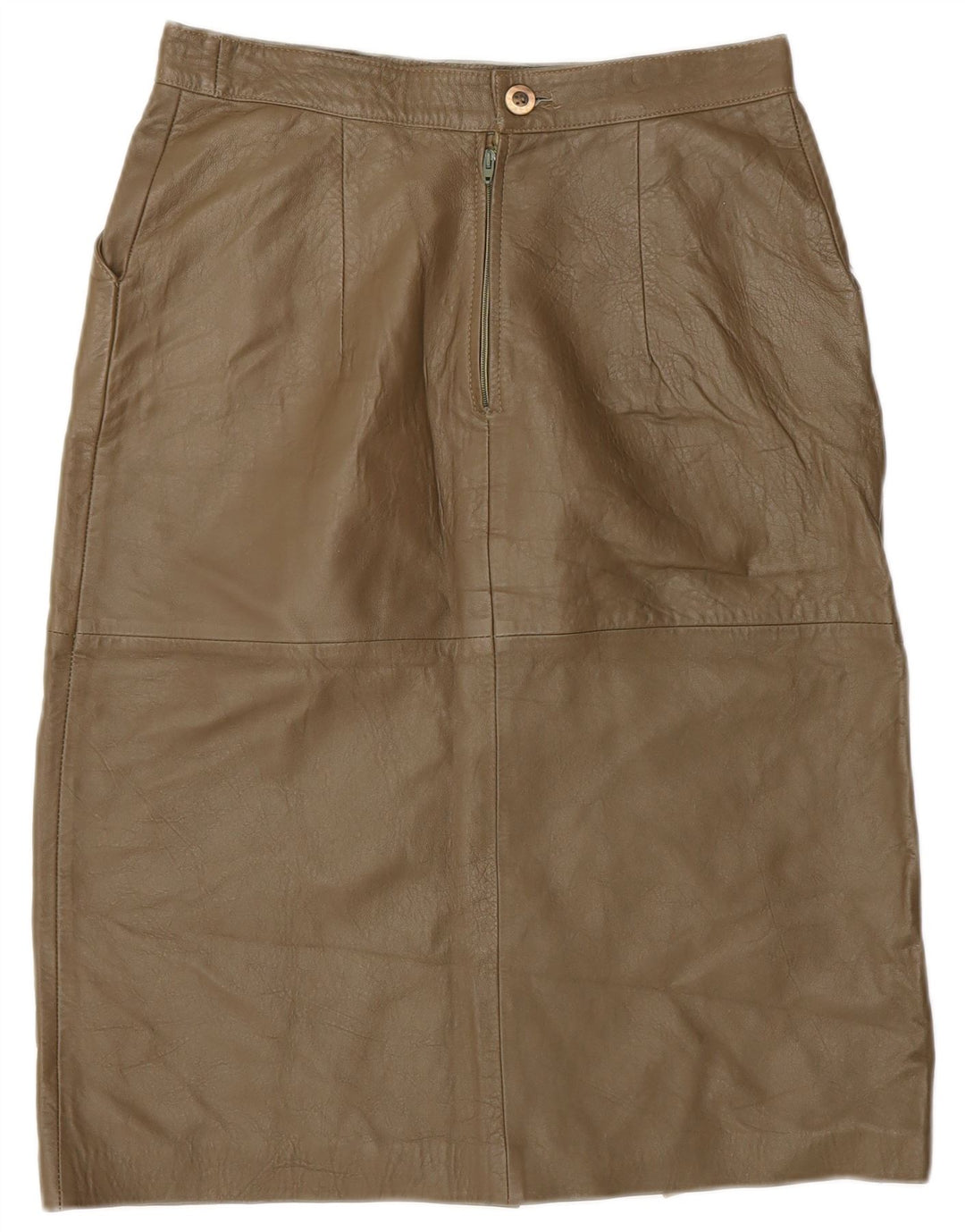 Vintage Γυναικεία Δερμάτινη Φούστα IT 44 Medium W28 Khaki