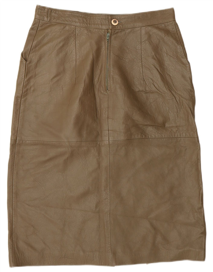 Vintage Γυναικεία Δερμάτινη Φούστα IT 44 Medium W28 Khaki