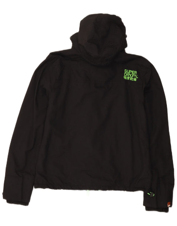 Superdry Womens The Windcheater Hooded Windbreaker Jacket UK 16 Large Black