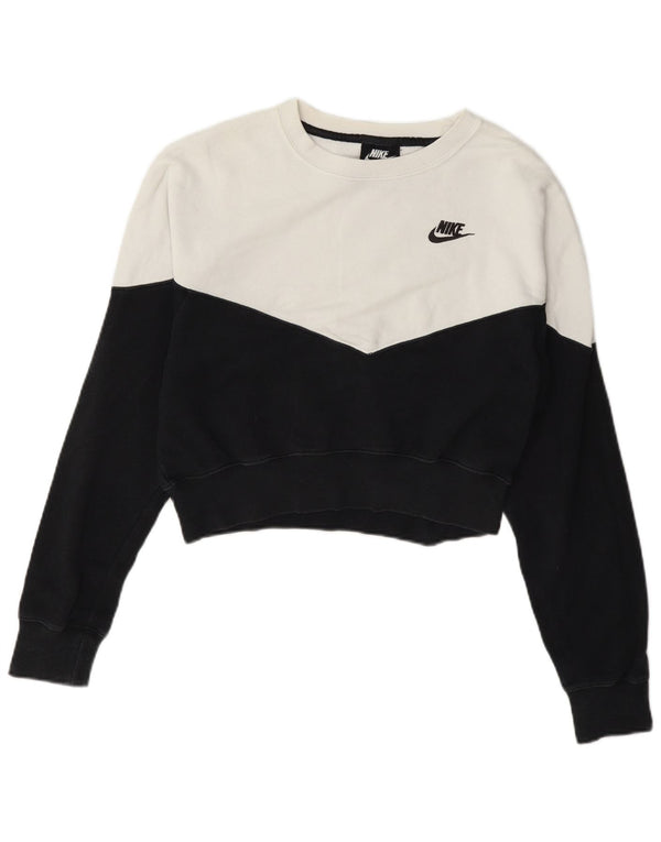 Γυναικείο φούτερ Nike Crop Jumper UK 10 Small White Colourblock Βαμβακερό