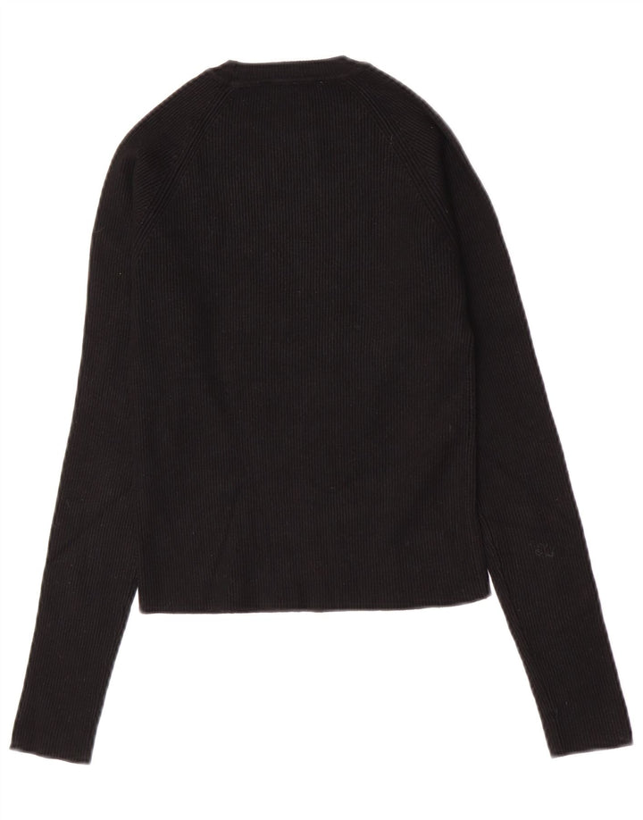 Zara Γυναικείο Crop Top Μακρυμάνικο UK 12 Medium Black