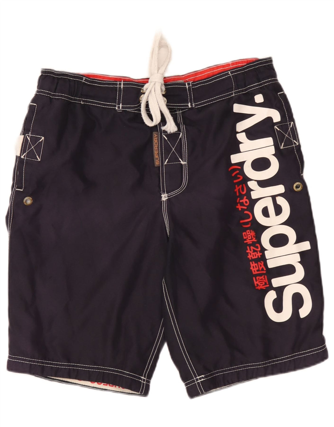 Ανδρικό γραφικό σορτς κολύμβησης Superdry με μεσαίο μπλε ναυτικό πολυεστέρα