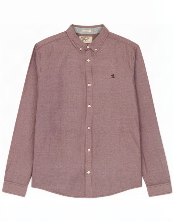 Ανδρικό Penguin Heritage Slim Fit Shirt Large Burgundy Βαμβακερό