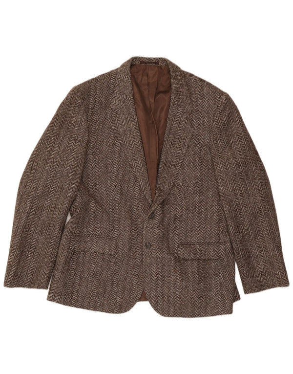 Four Seasons Ανδρικό μπουφάν blazer UK 48 4XL Καφέ μαλλί ψαροκόκαλο