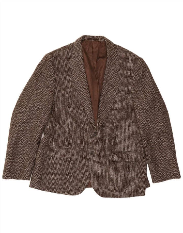 Four Seasons Ανδρικό μπουφάν blazer UK 48 4XL Καφέ μαλλί ψαροκόκαλο