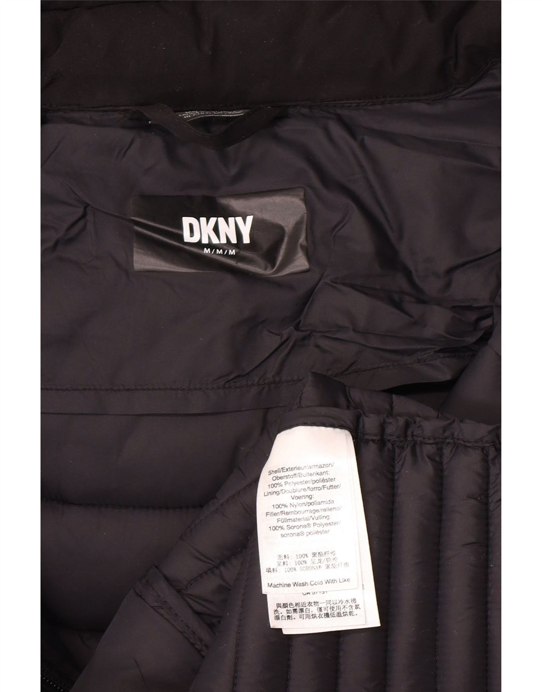 Dkny Γυναικείο παλτό με κουκούλα UK 12 μεσαίο μαύρο πολυεστέρα