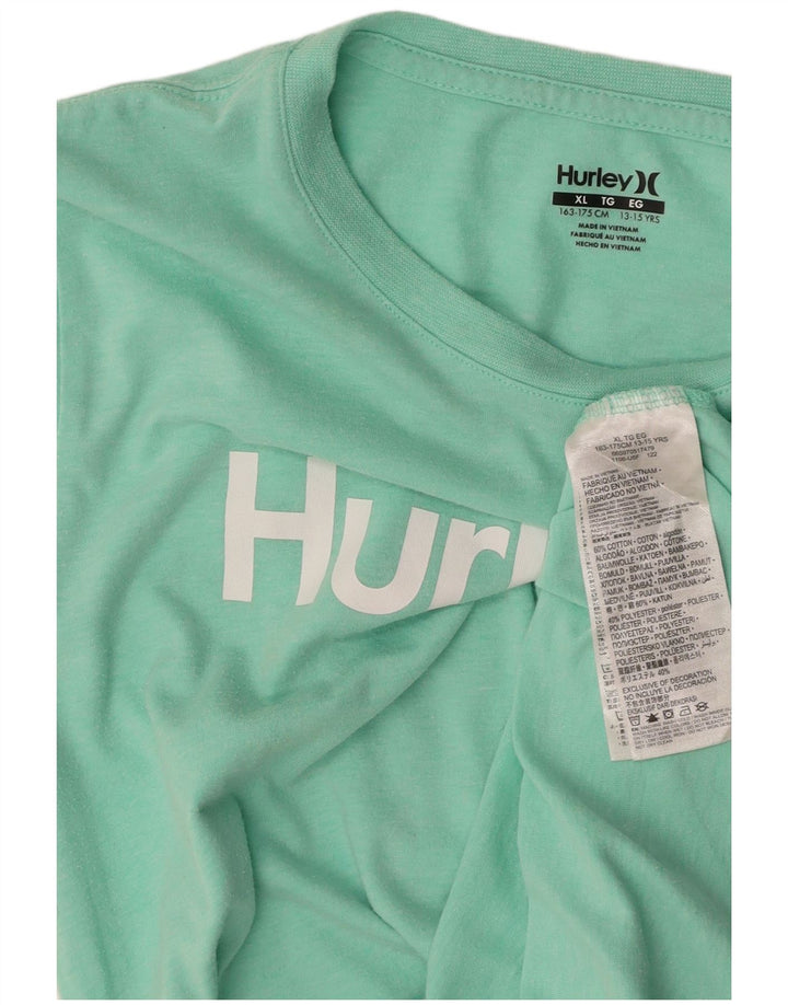 HURLEY Boys Graphic T-Shirt Top 13-14 ετών XL Πράσινο βαμβακερό