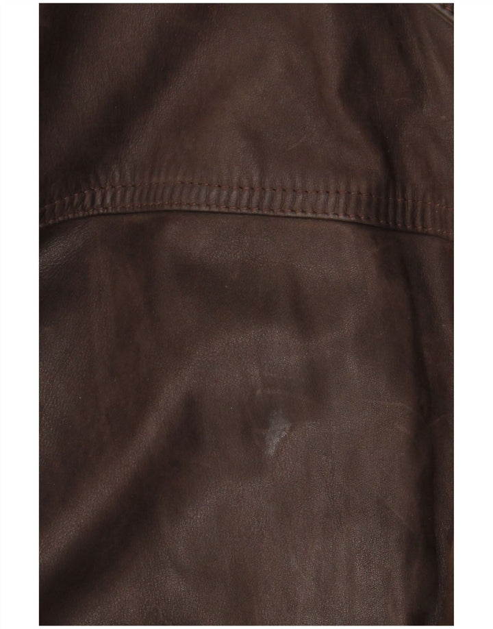 BIKERS Ανδρικό δερμάτινο σακάκι με 4 κουμπιά IT 58 4XL Καφέ Δερμάτινο