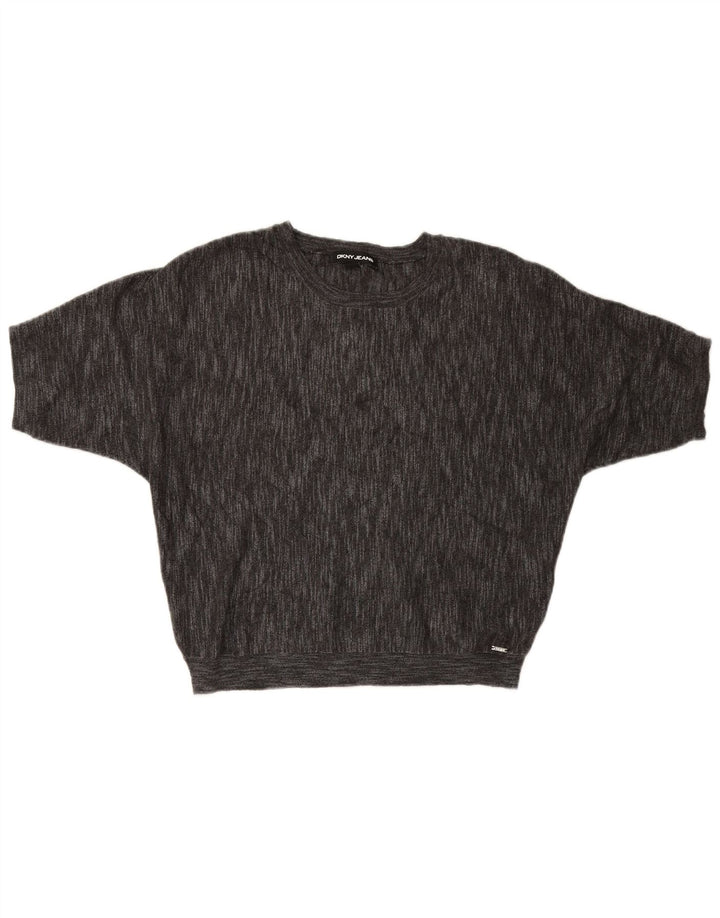 Dkny γυναικείο κοντομάνικο πουλόβερ με λαιμόκοψη UK 14 μεσαίου γκρι βισκόζη