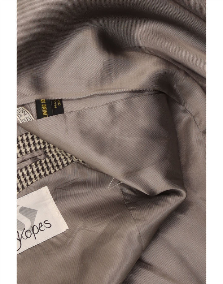 Vintage Ανδρικό σακάκι 2 κουμπιών UK 40 Large Grey Houndstooth Wool