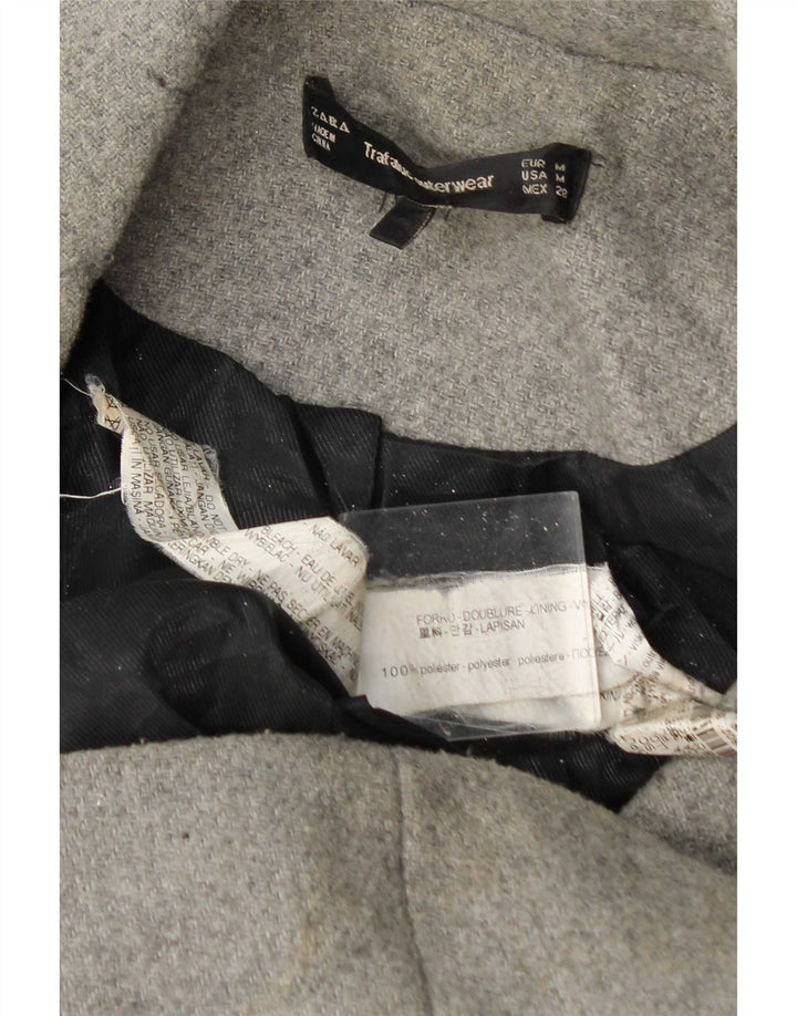 Zara Γυναικείο Παλτό με διπλό στήθος UK 14 Medium Grey Polyester