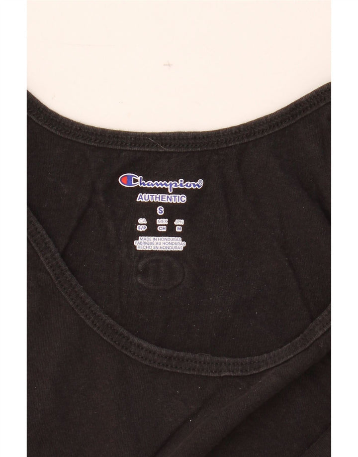 CHAMPION Womens Oversized Graphic Vest Top UK 10 Small Black Vintage Champion and Second-Hand Champion from Messina Hembry 