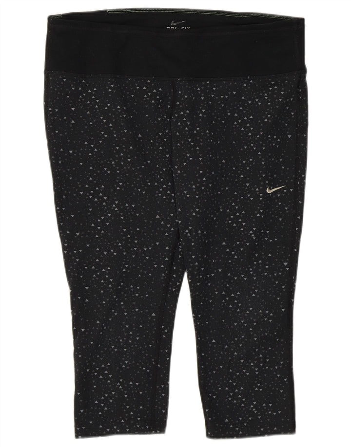 Γυναικεία κολάν Nike Dri Fit Capri UK 16 Μεγάλο μαύρο γεωμετρικό πολυεστέρα
