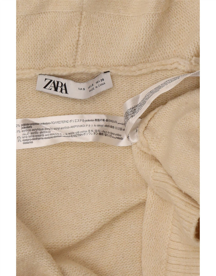 Zara Γυναικείο πουλόβερ ανοιχτό Longline ανοιχτό UK 10 Small Off White