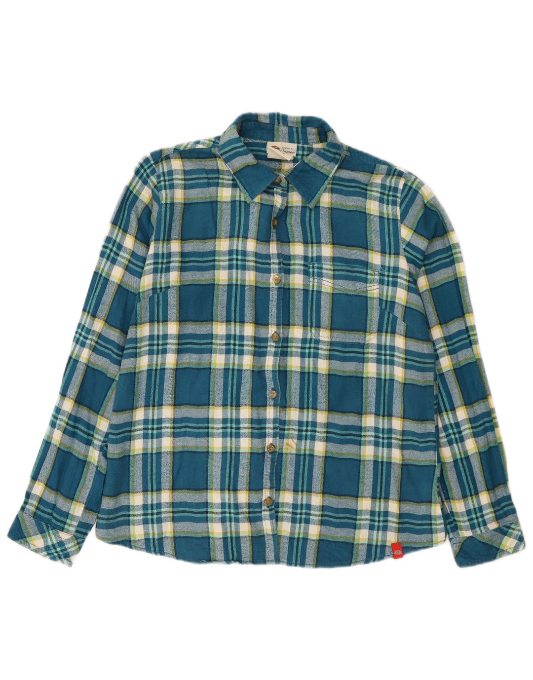 Dickies Γυναικείο Φανελένιο Πουκάμισο UK 14 Μεσαίο Μπλε Καρό Βαμβακερό