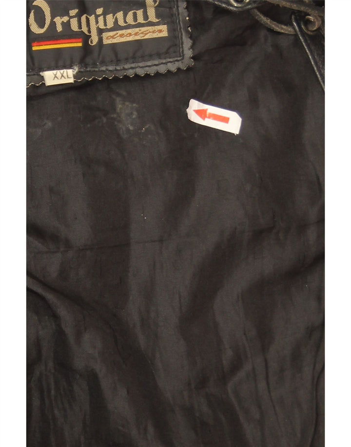 Vintage Γυναικείο Δερμάτινο Γιλέκο UK 20 2XL Μαύρο Δερμάτινο