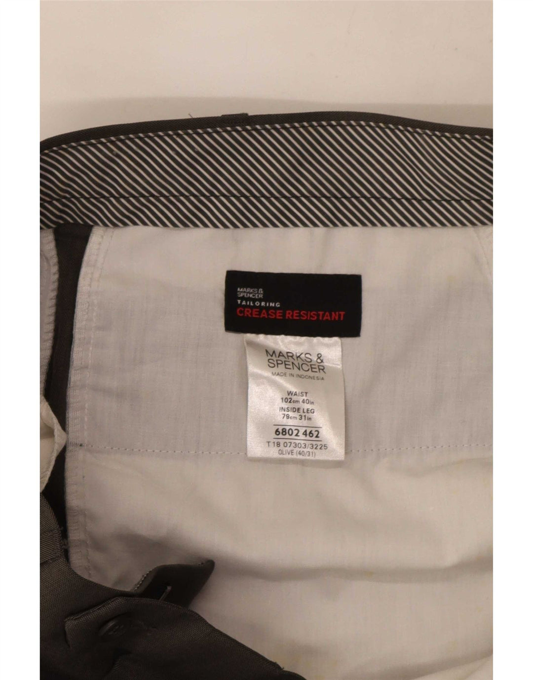Marks & Spencer Ανδρικό παντελόνι με καρφίτσα W40 L31 Khaki Polyester